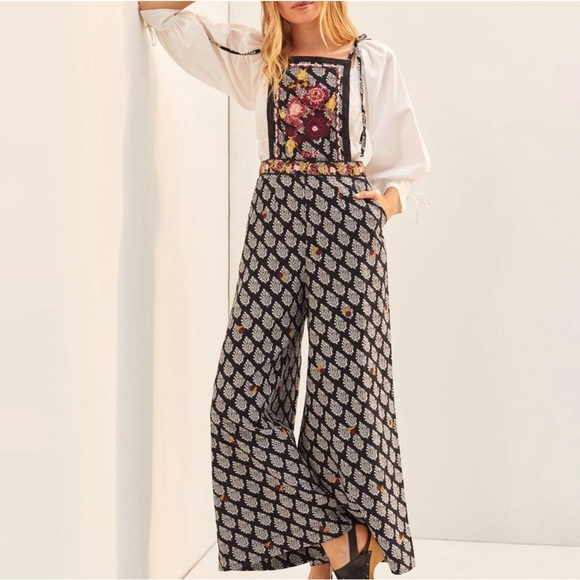 NWOT Anthropologie Embroidered Wide-Leg Jumpsuit 💥 - Picture 1 of 11